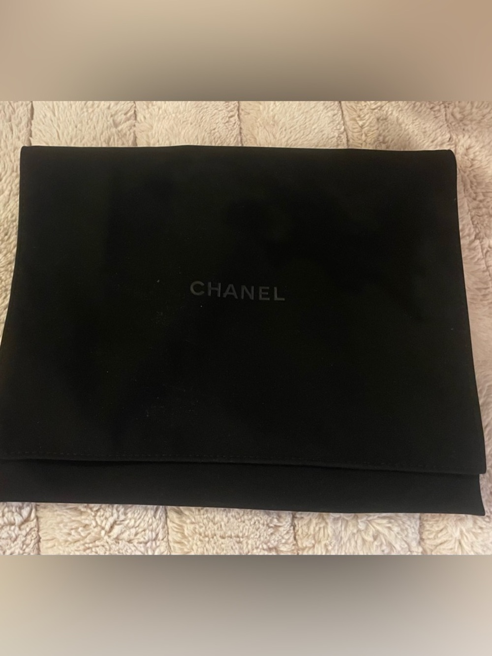 CHANEL Black Logo velvet Protective Pouch
